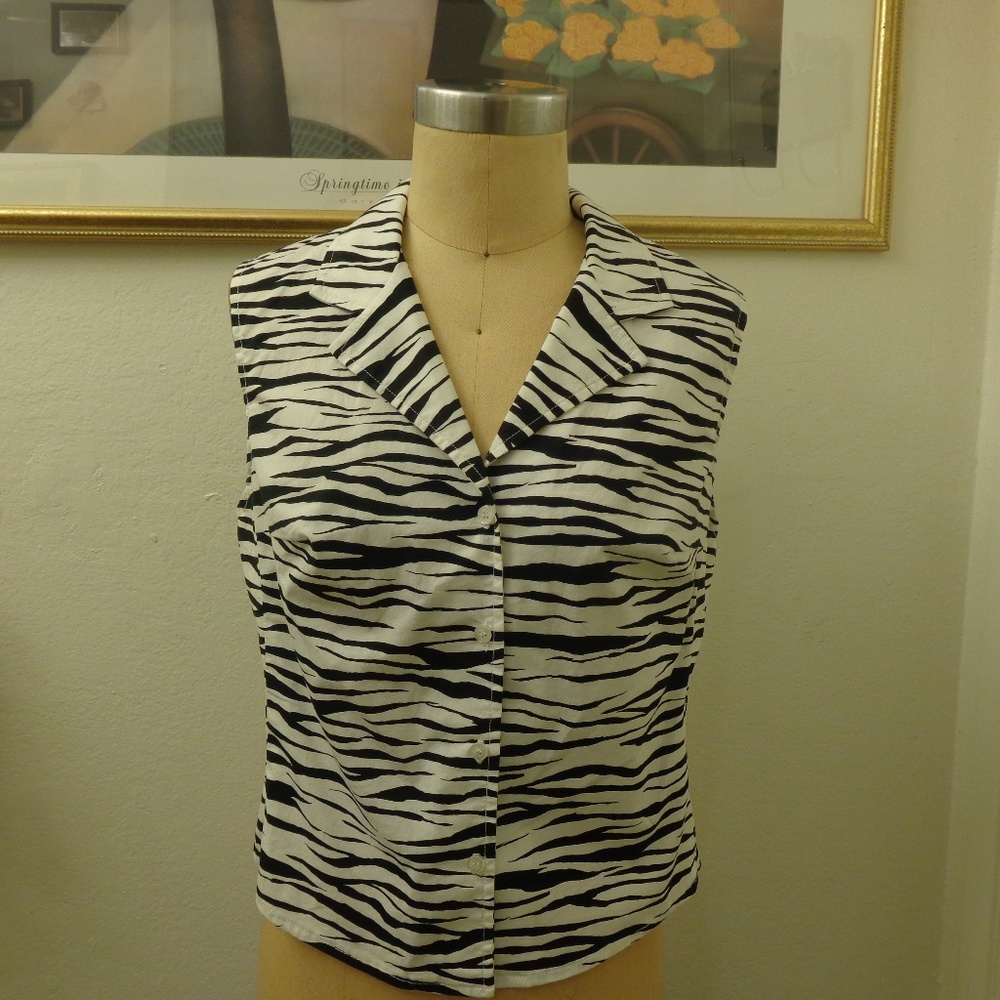 A.B.S by Allen Schwartz Zebra Print Blouse Top
